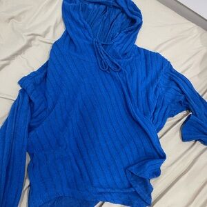 Blue Hooded Women's Sweater